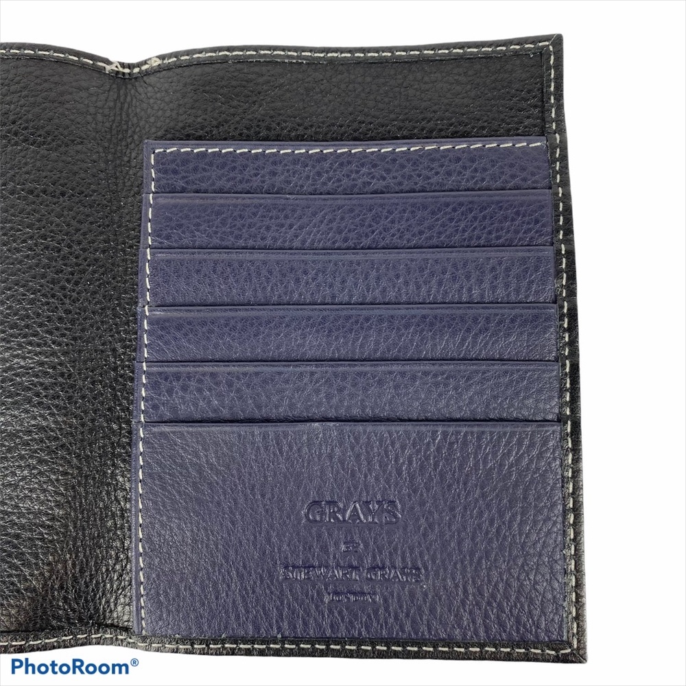Grays - Stuart Grays of London leather passport cover NWOT black & purple unisex